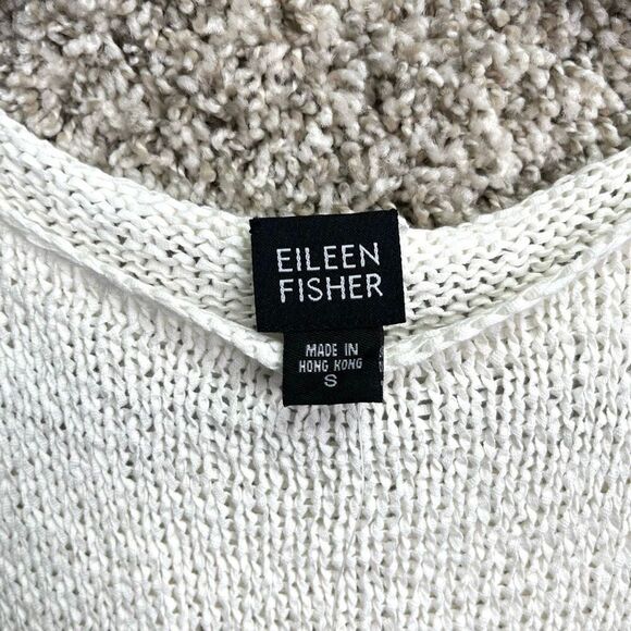 Eileen Fisher Tank Top Women's S White Cotton Tape Yarn Knit Sleeveless Crop NWT - Picture 2 of 6
